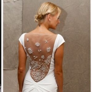 Lela Rose White Wedding Dress with Floral Embellishments